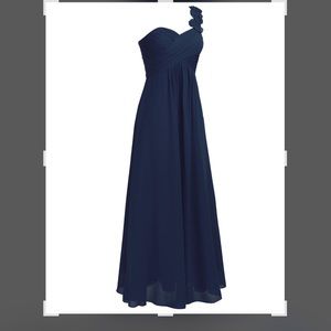 Ever Pretty One Shoulder Navy Blue Chiffon Evening Dress